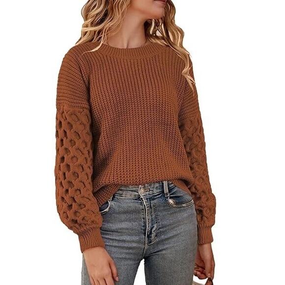 CUPSHE Pumpkin Spice Textured Knit Sweater NEW - Sz M - Picture 1 of 4
